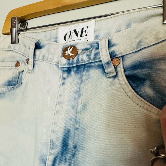 ONE TEASPOON Ultra Light Wash Low Waist Drop Crotch Skinny Leg Jeans Size 22 - Picture 4 of 9